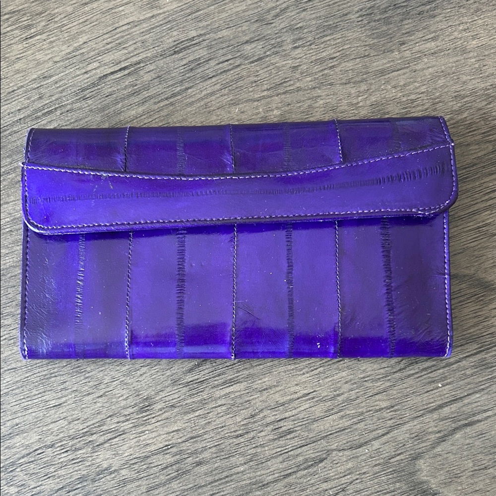 Elegant Purple Women's Eel Skin Wallet Vintage